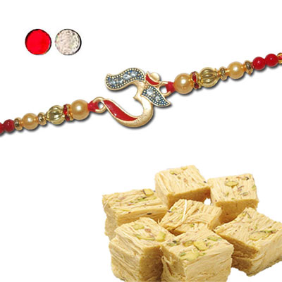 "Rakhi - FR- 8570 A (Single Rakhi), 500gms of Haldiram Soanpapdi - Click here to View more details about this Product